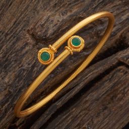 Kushal's Fashion Jewellery Green Gold-Plated Ethnic Antique Kada-image-67