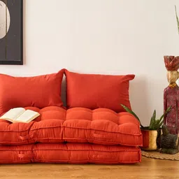 SKANDA FAB 2-Pcs Red Rectangle Shaped Pure Cotton Pre-FilledCushions-50