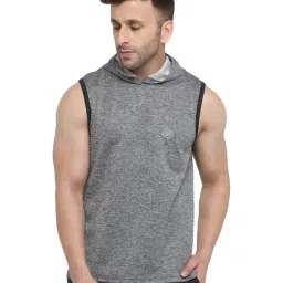 Chkokko Grey Regular Fit Hooded T-Shirt-image-31