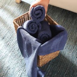 Pure Home and Living Blue Cotton Sheared Hand Towels - Set of 4-image-74
