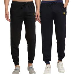 Vimal Jonney Navy & Black Regular Fit Joggers - Pack of 2-image-75