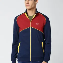 Peter England Navy Regular Fit Colour Block Sweatshirt-16
