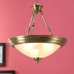 Fos Lighting 'Dish' Antique Gold & White Brass 3-In-1 Hanging Light-25