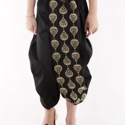 VASTRAMAY Kids Black & Gold Embroidered Dhoti-image-91