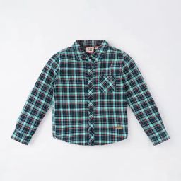 Ed-a-Mamma Kids Green & Red Cotton Chequered Full Sleeves Shirt-image-65