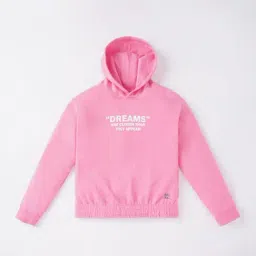 Ed-a-Mamma Kids Pink & White Cotton Printed Full Sleeves Hoodie-image-70