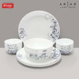 @home Moon Spring White & Grey Glass Dinner Set-image-3