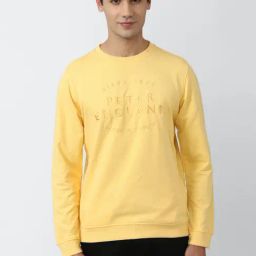 Peter England Yellow Slim Fit Printed Sweatshirts-image-31
