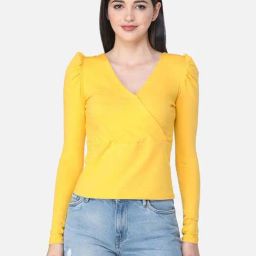Cation Yellow V Neck Top-image-12
