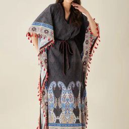 The Kaftan Company Black Printed Kaftan Night Dress-image-30