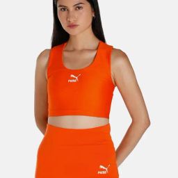 Puma Orange Blended Logo Print Sports Bra-image-43