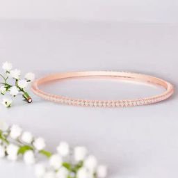 Zavya Statement Cubic Zirconia 925 Sterling Silver Rose gold-Plated Bangles-0