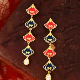 Voylla Gold Pashmina Adah Long Drop Earrings-picture-32