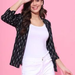DECKEDUP Black Cotton Printed Shrug-image-61