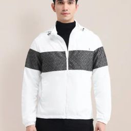 U.S. Polo Assn. White & Black Regular Fit Colorblock Jacket-37