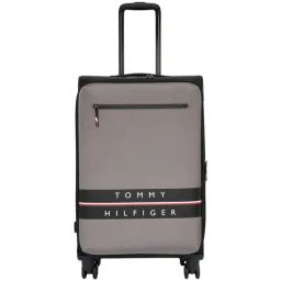 TOMMY HILFIGER Lewiston Steel Grey & Black 8 Wheels Medium Soft Cabin Trolley Bag-image-98