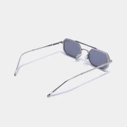 SUNGLASSIC Unisex Square Sunglasses with UV Protected Lens V1-Commando-Silver-Black image 3