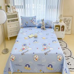 JC HOME Blue & Brown Cotton Graphic Printed 220 TC Queen Bedsheet Set1.80 m x 2.30 m-image-95