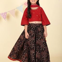 Fabindia Girls Printed Ready to Wear Lehenga & Blouse With Dupatta-image-22