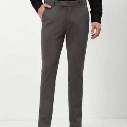 Showoff Charcoal Black Regular Fit Trousers-picture-1