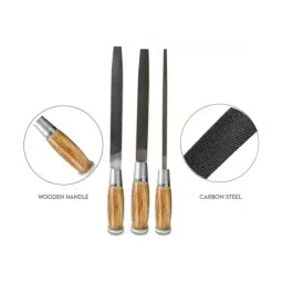 LXMI 304.8 mm (12 inch) Steel Flat, Half Round and Round File Tool with Wooden Handle, AZWFHR12_2 (Set of 3) image 3