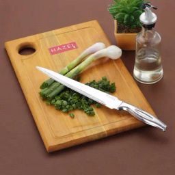 HAZEL Silver & Beige Neem Wood Chopping Board with knife - Set of 2-24