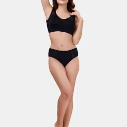 Soie Black & Aqua Full Coverage Non-Wired Front Open Bra - Pack of 2 image 4