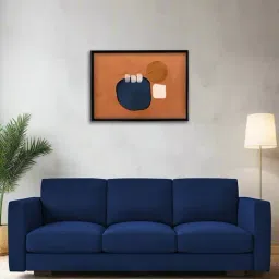 Febonic Royal Blue Neem Wood Messy 3 Seater Sofa-image-6
