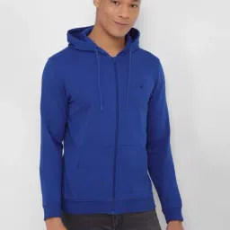 Allen Solly Blue Cotton Regular Fit Hooded Sweatshirt-picture-25