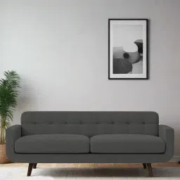 Febonic Stone Grey Neem Wood Marsela 3 Seater Sofa-image-11