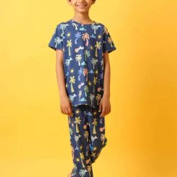 Anthrilo Kids blue Cotton Printed T-Shirt & Trouser-image-22