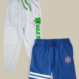 Kidsville Blue & Grey Printed Shorts Set-image-97