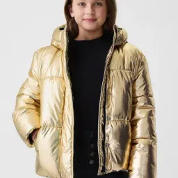 GAP Girls Gold Solid Puffer Jacket-image-100
