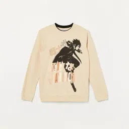 Fame Forever by Lifestyle Boys Beige Cotton Printed Sweatshirt-picture-21