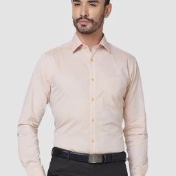 Raymond Light Orange Slim Fit Self Design Shirt-image-64