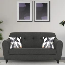 Febonic Charcoal Grey Neem Wood Melaan 2 Seater Sofa-image-96