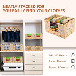 Kuber Industries Cream-Coloured 4 Pieces Printed Non-Woven Cloth Drawer Organisers image 3