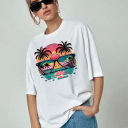 WOBE Women Graphic Printed Round Neck Pure Cotton Oversized T-shirt-image-81