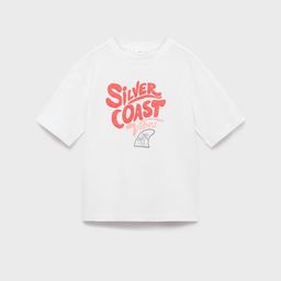 Mango Kids Boys Puff Typography Print Drop-Shoulder Sleeves Tropical Pure Cotton T-shirt-image-40