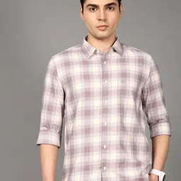 British Club Comfort Slim Fit Checked Spread Collar Pure Cotton Casual Shirt-picture-36