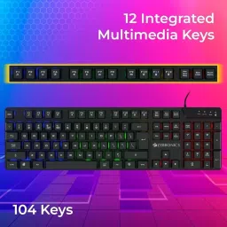 Zebronics Wired Gaming Keyboard Multi Color LED With 3 Modes 104 Keys, ZEB-War-K image 2