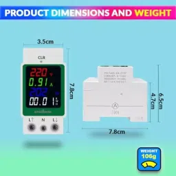 Amicisense Ac Digital Energy Meter 80-275 V AC 100 Amp With Colorful Led Display, Din Rail Mount image 5