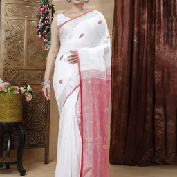 SLAGHA Ethnic Motifs Pure Cotton Handloom Khadi Saree-image-2