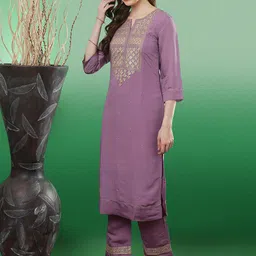 Sangria Sequence Straight Kurta & Trouser With Dupatta image 3