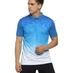 Campus Sutra Blue & White Regular Fit Ombre Polo T-Shirt-image-48