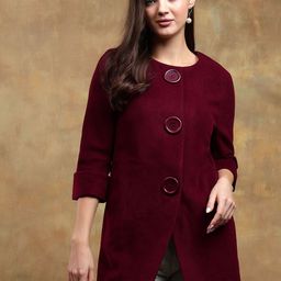 Kotty Women Solid Overcoat with Mock Button-picture-32