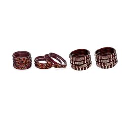 SOMIL Women Set Of 16 Maroon Alloy Artificial Stones & Beads Bangles-picture-47