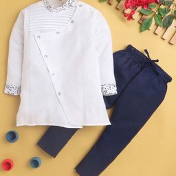 Jeet Ethnics Full Sleeves Pin Tuck Detailed Solid Kurta With Pyjama - White-image-1