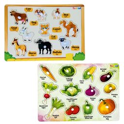 TodFod Wooden Pet animal  & Vegetable 2 Puzzles Multicolour - 21 Pieces-17