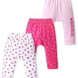 Doodle Poodle 100% Cotton Diaper Pant With Floral & Heart Print Pack Of 3 - Mary Rose Sangaria Sunset & Bright White-image-21
